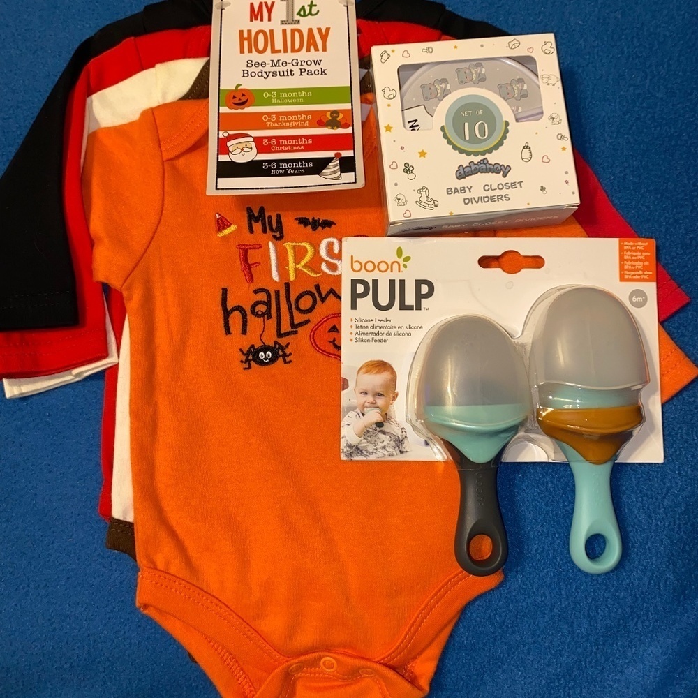 Baby starters onesies, Boon, Dabanoy closet dividers baby gift lot all new